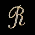 Elegante broche dorado con la letra R e incrustaciones de strass para la moda femenina - Estilo Letra R (2255) / Oro R