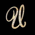 Elegante broche con la letra U en color dorado con pedrería brillante para mujer joyería - Estilo Letra U (2255) / Oro U