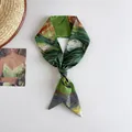 Close-up of artistic Van Gogh oil painting pattern on narrow silk twilly hair ribbon - Oleander Floral
