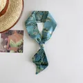 Detail view of the Van Gogh Almond Blossom print narrow silk scarf - Almond Blossom