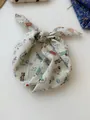 Detail of cotton linen square scarf featuring cute dog pattern illustrations - 03 Little Puppy