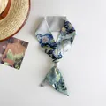 Artistic Van Gogh Iris oil painting style narrow silk scarf for hair or bag handle decor - Carnations in Vases