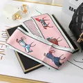 Detailed view of pink French silk scarf with vintage equestrian horse print pattern - Foundation Horse / 10*100cm