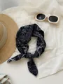 Detailed view of vintage paisley pattern cotton linen bandana with summer accessories - 18 Cashew Black