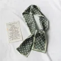 Vintage French style green polka dot skinny silk scarf hair tie headband for women - Green Polka Dot / 10*100cm