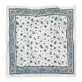 Foulard quadrato bianco con delicata stampa floreale blu e bordo con motivo paisley - Lm58 - small floral cashew trim, white / 58*58cm