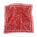 Foulard quadrato rosso da donna con stampa floreale e paisley, accessorio capelli. - Lm58 - leopard spot cashew, red / 58*58cm