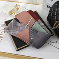 Elegant geometric and plaid print small silk scarf for handbag decoration or hair styling. - L040-13-02 Houndstooth - Khaki