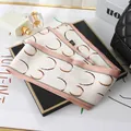 Elegant pink double-layer chiffon satin scarf with crescent print for hair or bag accessories - L040-14-02 Double C - Off-white