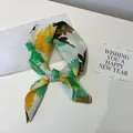 Soft cotton-linen square scarf with yellow and green floral print for a retro look - 31 Sunflower