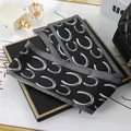 Elegant black silk-like skinny scarf with horseshoe print for hair or handbag accessories - L040-14-04 Double C - Black
