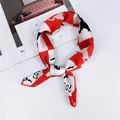 Small square silk scarf for women featuring a stylish red and white geometric print - 32good Red / 50-50cm