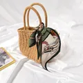 Elegant pleated silk scarf with chain pattern for women as stylish handbag accessory - #45 Woven B Horse Head Dark Green Edge / 10x130cm