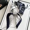Elegant blue and white paisley faux silk scarf for neck or handbag styling - Blue Paisley