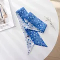 French vintage style blue floral skinny scarf and hair ribbon in chiffon - Blue And White Floral Pattern / 100cm*6cm