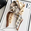 Vintage paisley and polka dot silk-like square scarf in elegant cream and brown - Flower Petal Cashew Polka Dot - Mika
