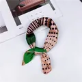 Elegant polka dot and striped silk scarf neckerchief for women's professional wear - 40 Points Moving Into A Green Line / 50-50cm