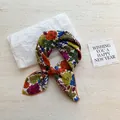 Vintage floral print cotton linen square scarf neckerchief hair band for decorative styling - 40 Floral Patterns And Chrysanthemum Edges