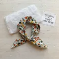 Vintage floral cotton linen square scarf for neck or head with orange flower pattern - 36. Slender Chrysanthemum Yellow Flowers