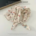 Cream cotton-linen square scarf with cute cartoon dog patterns for women - Dog Puppy