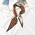 Elegant pleated silk scarf for women featuring horse print and checkered pattern in green - #56 Checkered Pony With Dark Green Trim / 10x130cm