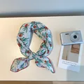 Vintage style cotton linen square bandana featuring a delicate red cherry floral print - 43 May Tea Red