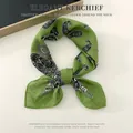 Elegant green paisley cotton linen square scarf for women's fashionable neck decoration - Paisley Green