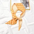 Elegant pleated orange neckerchief with white heart pattern displayed on white satin cloth - #61 Heart H Yellow / 10x130cm