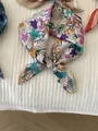 Vintage floral cotton linen square scarf necktie with colorful botanical pattern - 57 Wildflowers