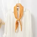 Elegant yellow pleated necktie scarf with white polka dots for stylish women - #64 Tiny Yellow Millet / 10x130cm