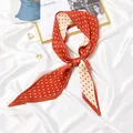 Elegant red and white polka dot pleated skinny scarf for women versatile neckerchief - #65 Dotted Orange Rice / 10x130cm