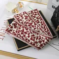 Leopard print skinny scarf neckerchief for hair and bag accessories - L040-16-04 Small Leopard Print - Burgundy