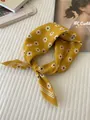 Vintage yellow daisy floral cotton linen bandana scarf tied for hair and neck decor - 53 Three-frame Chrysanthemum Yellow