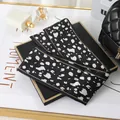 Elegant leopard print chiffon satin skinny scarf accessory for hair and bag decoration - L040-01-01 Leopard Print - Black
