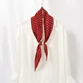 Red pleated polka dot silk scarf tied on a white shirt collar for elegant styling - #69 Dian Dian Jujube Red Rice / 10x130cm