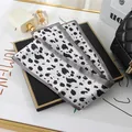 Elegant black and white dalmatian print satin skinny scarf for hair and bag decoration - L040-01-02 Leopard Print - White