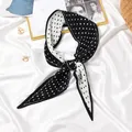 Elegant black and white polka dot pleated skinny scarf for women versatile hair tie accessories - #70 Dotted Black And White / 10x130cm