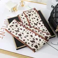 Elegant leopard print satin silk scarf for women, double-layered chiffon neckerchief accessory - L040-01-03 Leopard Print - Beige