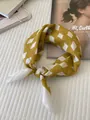 Vintage yellow and white diamond pattern cotton linen square scarf for hair or neck - 48 Diamond Yellow