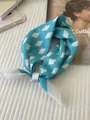 Vintage turquoise cotton linen square scarf with white diamond pattern hair bandana - 49 Diamond Blue