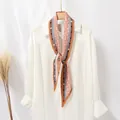 Elegant pleated skinny scarf with polka dots for women's necktie style - #75 Dotted Ginger Edge / 10x130cm