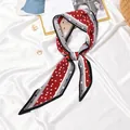 Red pleated polka dot silk scarf neckerchief for women versatile fashion accessory - #76 Black Border With Dots / 10x130cm