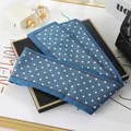 Elegant blue polka dot skinny silk scarf for hair styling or handbag accessories - L040-17-07 Small Polka Dots - Blue