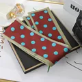 Elegant red and blue polka dot satin silk scarf for women's hair or bag decoration. - L040-02-05 Polka Dot - Rust Red
