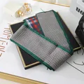 Green houndstooth and plaid skinny silk scarf for women hair and bag accessory - L040-04-04 Colorful Houndstooth - Dark Green