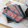 Strawberry and floral print houndstooth skinny scarf for bags and hair styling - L040-05-02 Strawberry-wine Red