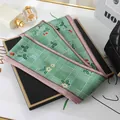 Elegant green check silk scarf with strawberry floral pattern and pink border trim - L040-05-04 Strawberry-green