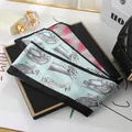 Elegant blue satin silk scarf with vintage animal print for hair accessories or bag ribbon decor - L040-06-04 Giraffe - Aquamarine