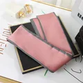 Pink satin skinny scarf with black and white striped borders for hair or bags - L040-07-02 Solid Color - Pink