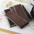 Solid brown silk twilly scarf with striped borders for handbags or hair styling - L040-07-08 Solid Color - Brown
